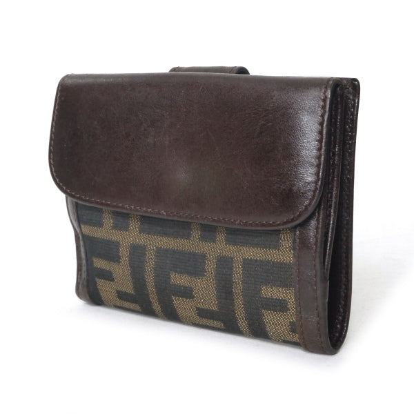 FENDI　ズッカ柄Wホック折財布（茶）
