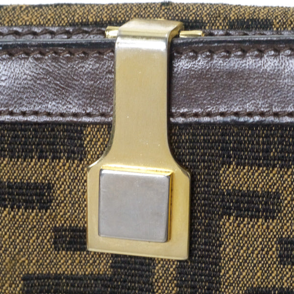 FENDI　ズッカ柄ビット留め具折財布（茶）