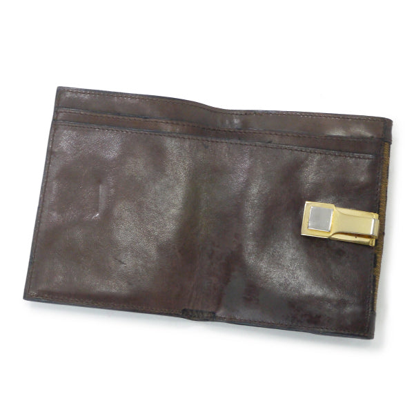 FENDI　ズッカ柄ビット留め具折財布（茶）