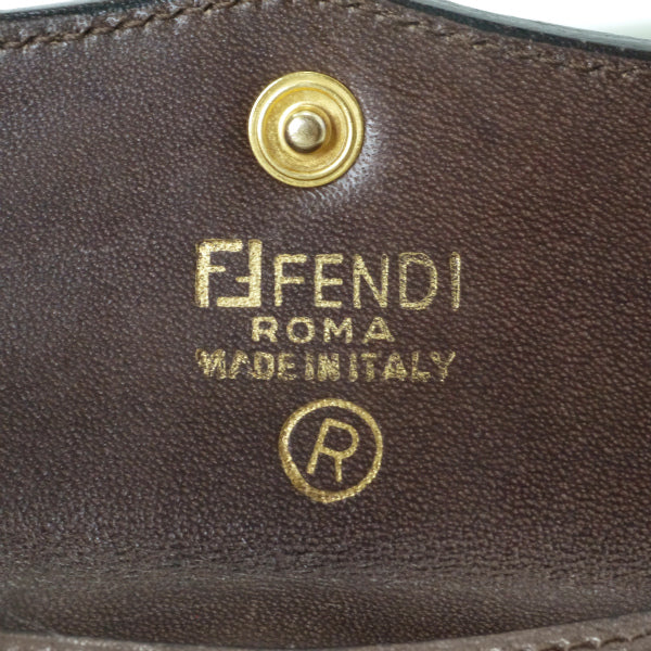 FENDI　ズッカ柄ビット留め具折財布（茶）