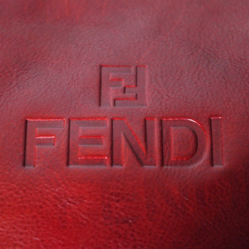 OLD Fendi バッグチャーム付き！総革大判ショルダー（赤）