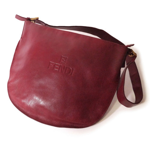 OLD Fendi バッグチャーム付き！総革大判ショルダー（赤）