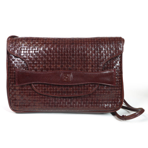 OLD Fendi 革編み込みショルダー（茶）