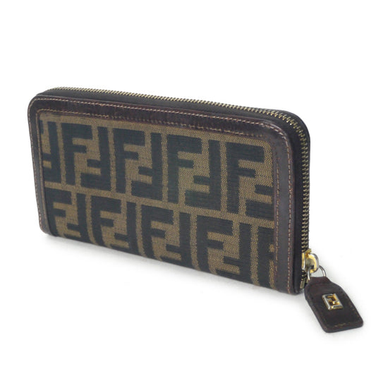 FENDI　ズッカ柄ラウンドジップ長財布（茶）
