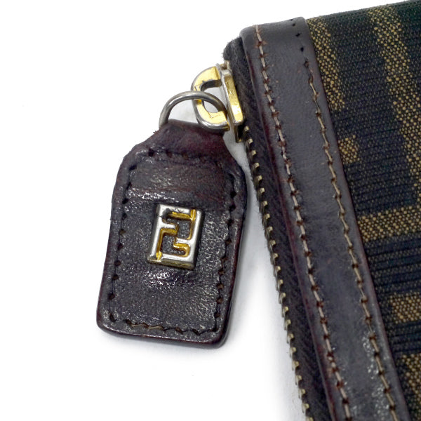 FENDI　ズッカ柄ラウンドジップ長財布（茶）