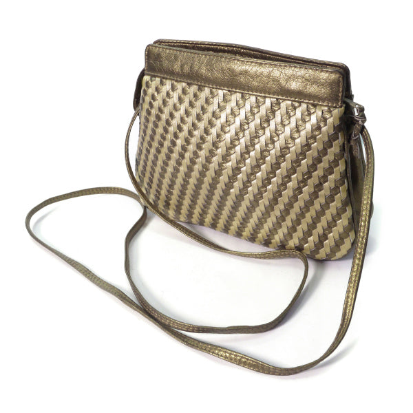 OLD Fendi レザーメッシュ ポシェット（ゴールド）