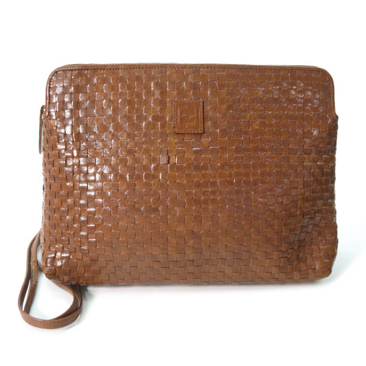 OLD Fendi 編み込みレザーショルダー（茶）