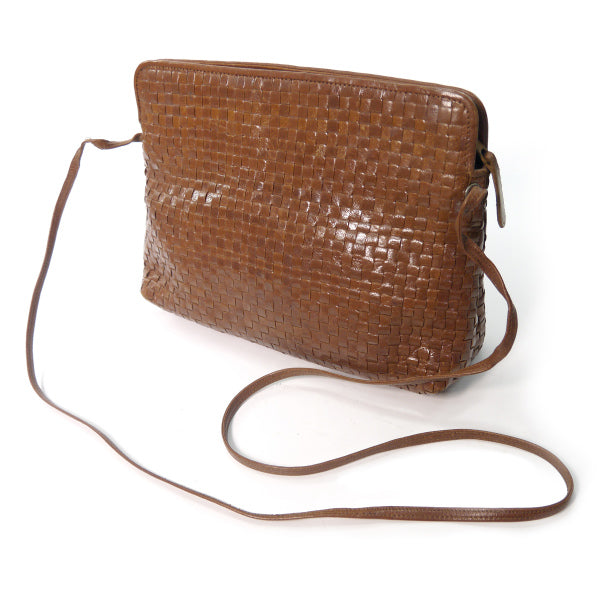 OLD Fendi 編み込みレザーショルダー（茶）