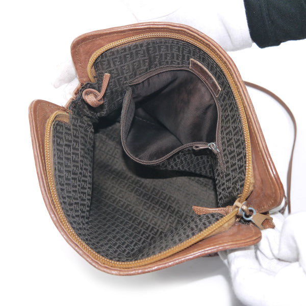 OLD Fendi 編み込みレザーショルダー（茶）