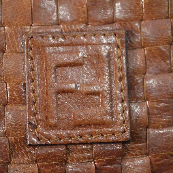 OLD Fendi 編み込みレザーショルダー（茶）