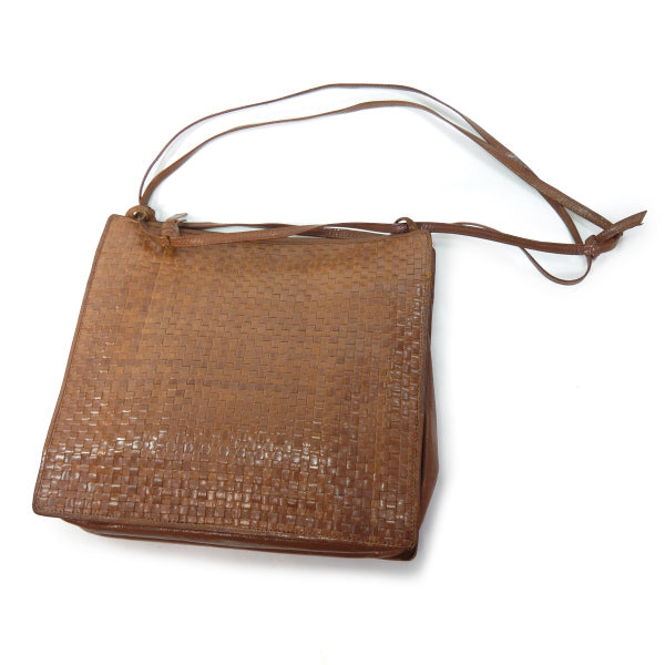 OLD Fendi 編み込みレザー2WAYトートバッグ（茶）