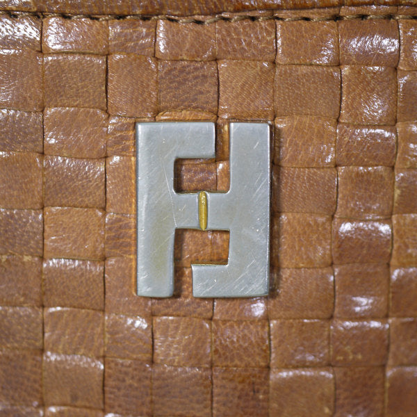 OLD Fendi 編み込みレザー2WAYトートバッグ（茶）