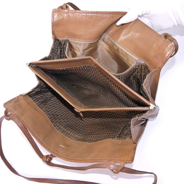 OLD Fendi 編み込みレザー2WAYトートバッグ（茶）