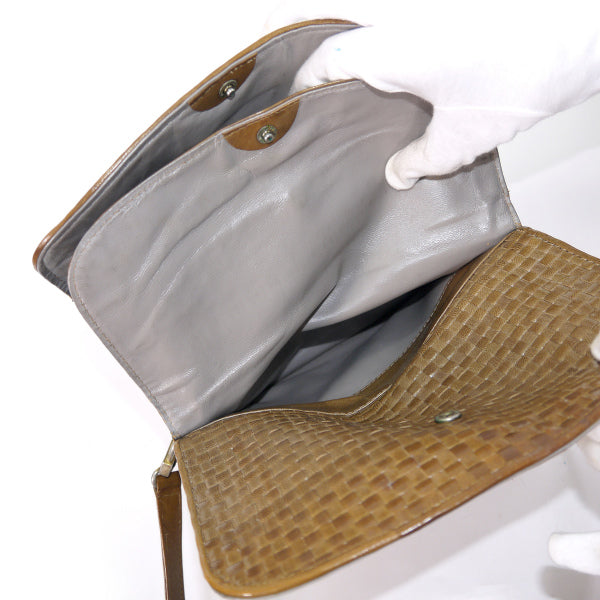 OLD Fendi トリプルフラップ 編み込みレザーショルダー（茶）