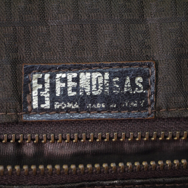 OLD Fendi 編み込みレザートートバッグ（濃茶）