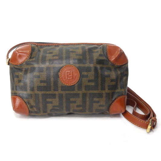 FENDI　ズッカ柄PVCボックス型ミニショルダー（茶）