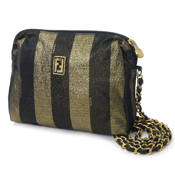 Fendi　レア！ペカン柄ラメ織チェーンポシェット（ゴールド）