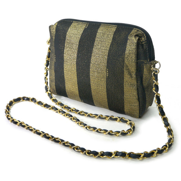 Fendi　レア！ペカン柄ラメ織チェーンポシェット（ゴールド）