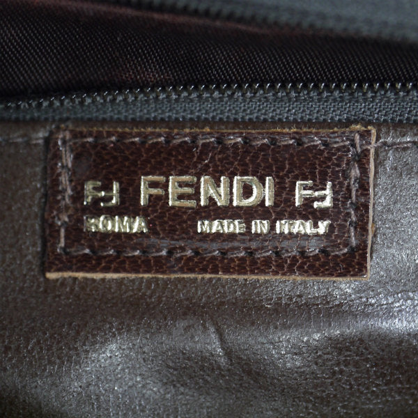 Fendi 6FFロゴ ズッキーノ柄スクエアショルダー（茶）