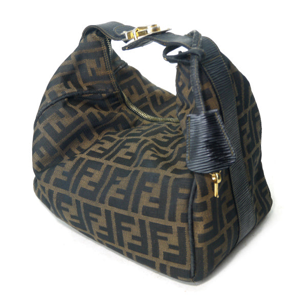 FENDI　ズッカ柄 鍵付きバニティハンドバッグ（茶）