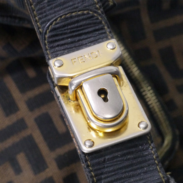 FENDI　ズッカ柄 鍵付きバニティハンドバッグ（茶）