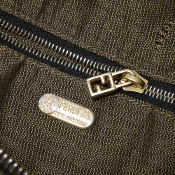 FENDI　ズッカ柄 鍵付きバニティハンドバッグ（茶）