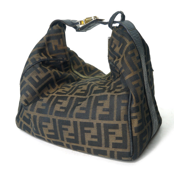 FENDI　ズッカ柄 鍵付きバニティハンドバッグ（茶）