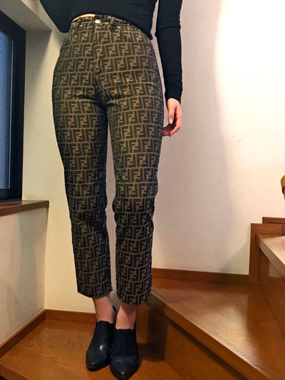 Fendi vintageズッカ柄ハイウエストパンツ（茶）
