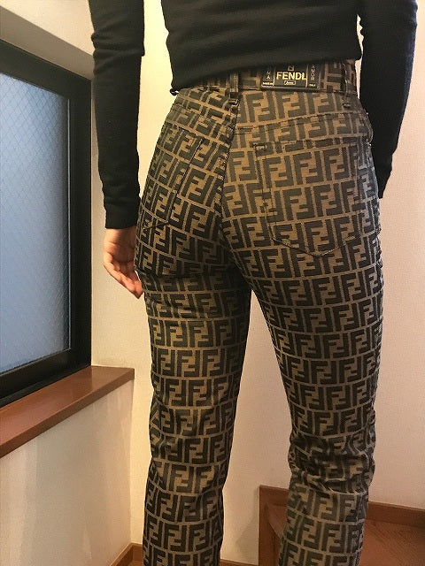 Fendi vintageズッカ柄ハイウエストパンツ（茶）