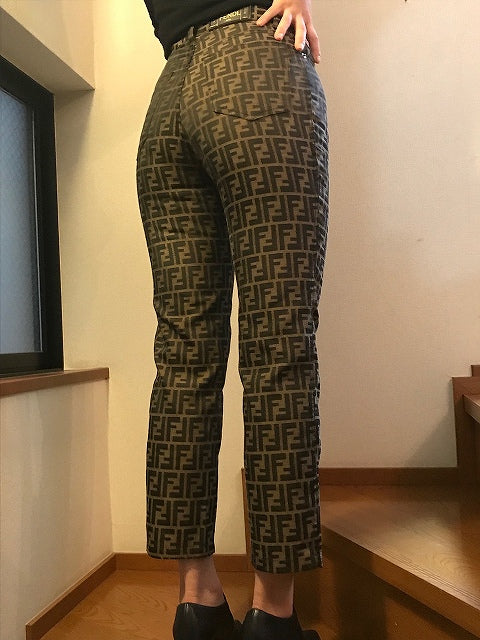 Fendi vintageズッカ柄ハイウエストパンツ（茶）