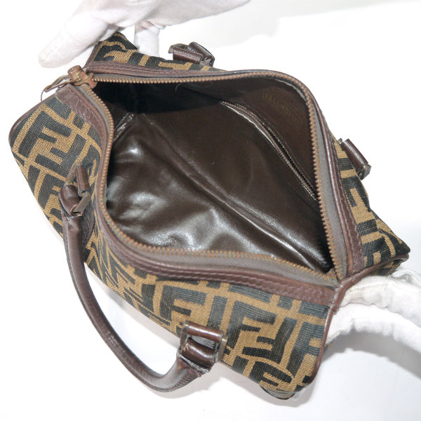 Fendi　ズッカ柄ジャガード ミニボストンバッグ（茶）