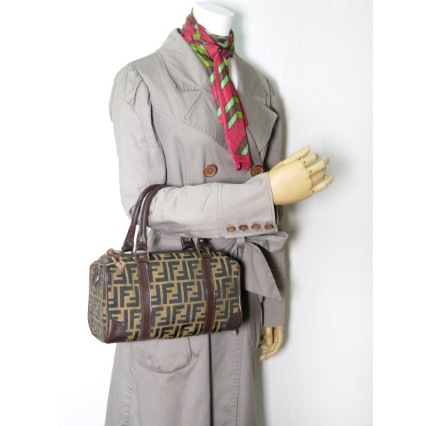 Fendi　ズッカ柄ジャガード ミニボストンバッグ（茶）