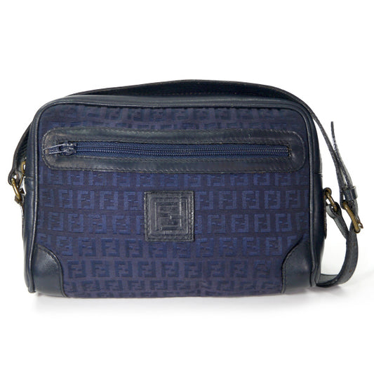 Fendi ズッキーノ柄ジャガード斜めがけショルダー（紺）