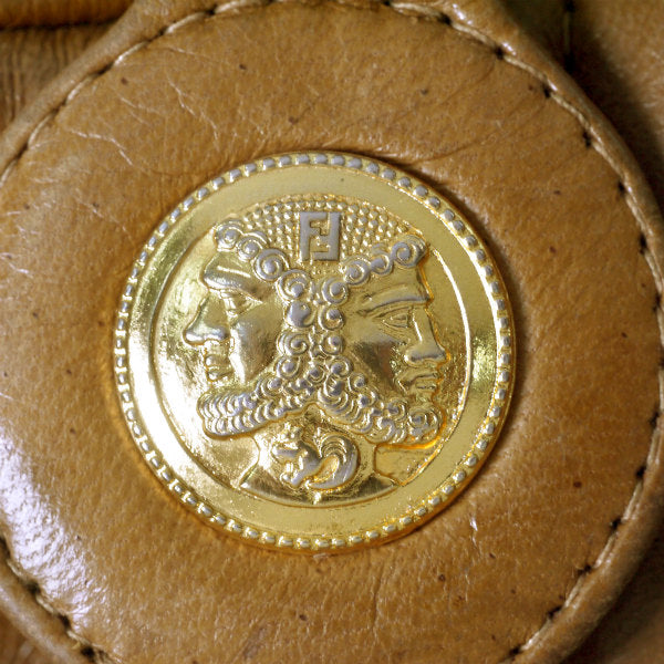 Fendi　Wショルダー ステッチレザーバッグ（茶）