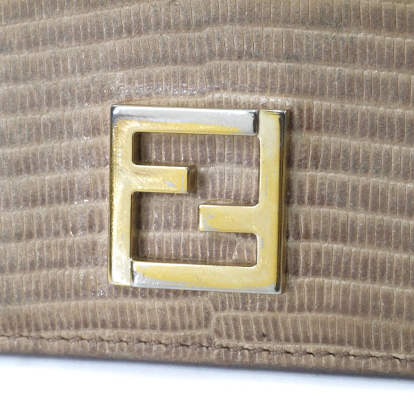 Fendi FFロゴ リザードカードケース（ベージュ）