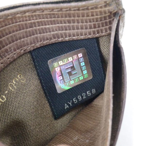 Fendi FFロゴ リザードカードケース（ベージュ）