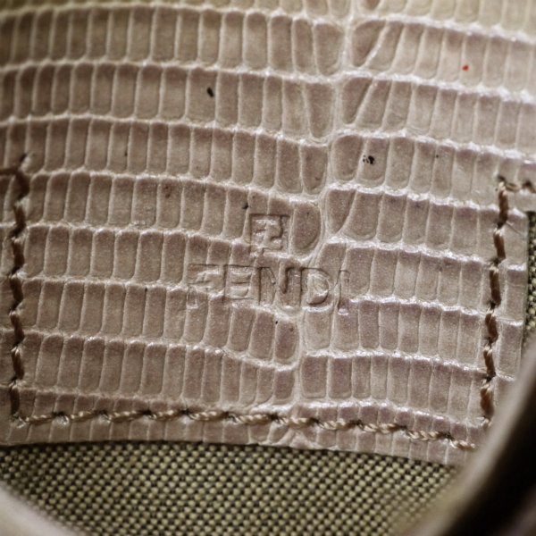 Fendi FFロゴ リザードカードケース（ベージュ）