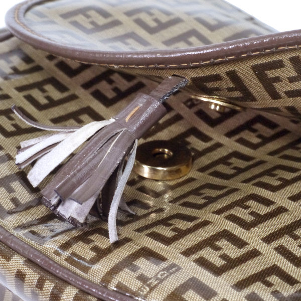 Fendi ズッキーノ柄 フリンジ付ミニポシェット（茶）