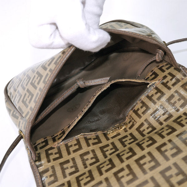 Fendi ズッキーノ柄 フリンジ付ミニポシェット（茶）