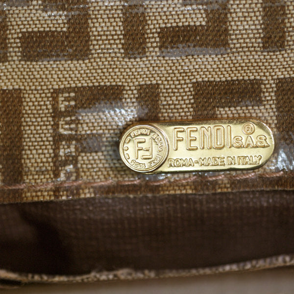 Fendi ズッキーノ柄 フリンジ付ミニポシェット（茶）
