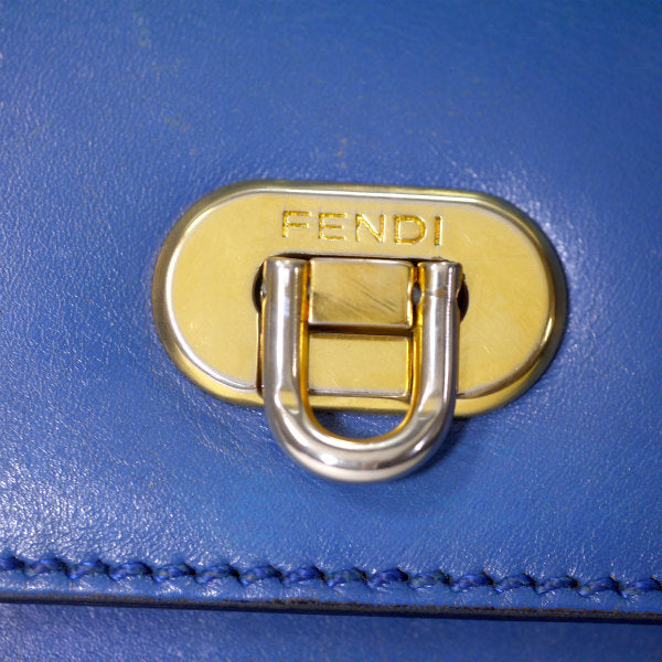Fendi ビッグロゴ 本革製ハンドバッグ（青）