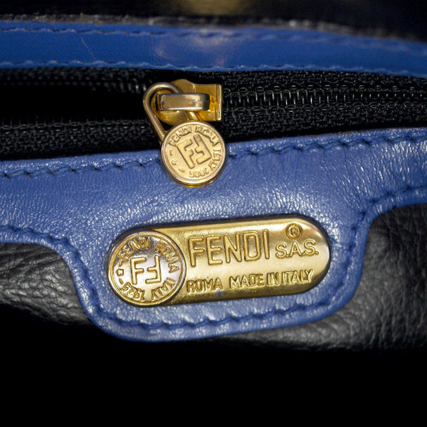 Fendi ビッグロゴ 本革製ハンドバッグ（青）
