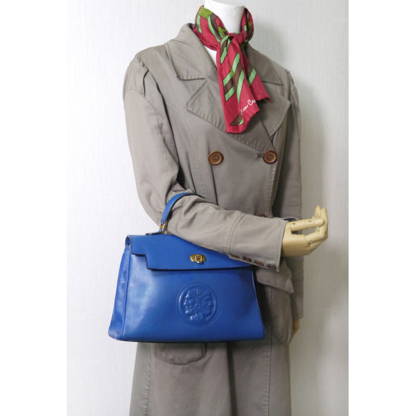 Fendi ビッグロゴ 本革製ハンドバッグ（青）