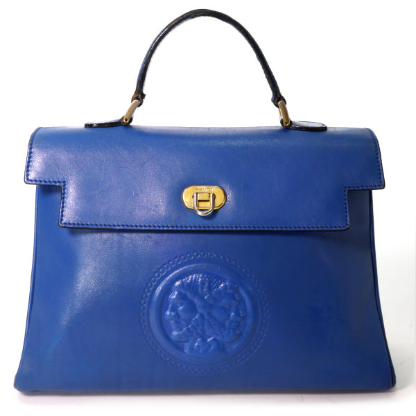 Fendi ビッグロゴ 本革製ハンドバッグ（青）