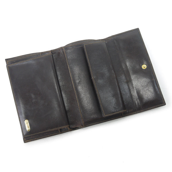 FENDI　ズッカ柄キャンバスレザー折り財布（茶）