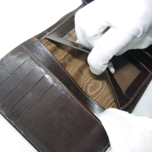 FENDI　ズッカ柄キャンバスレザー折り財布（茶）