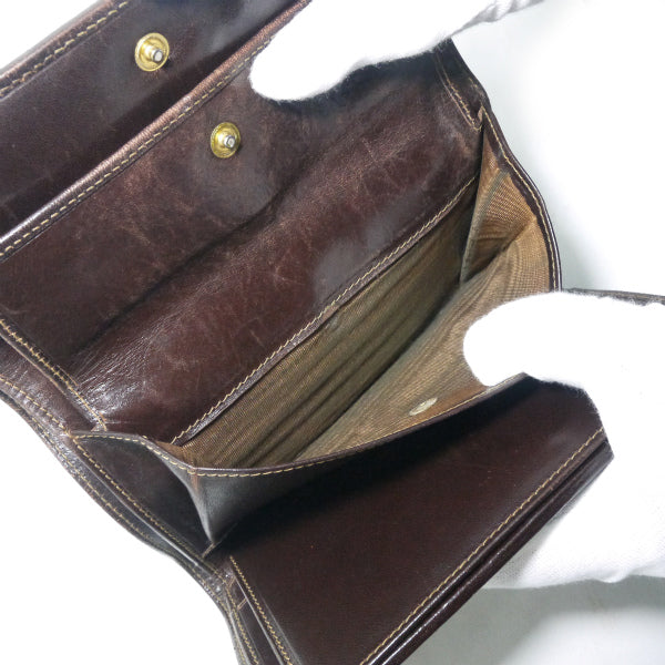 FENDI　ズッカ柄キャンバスレザー折り財布（茶）