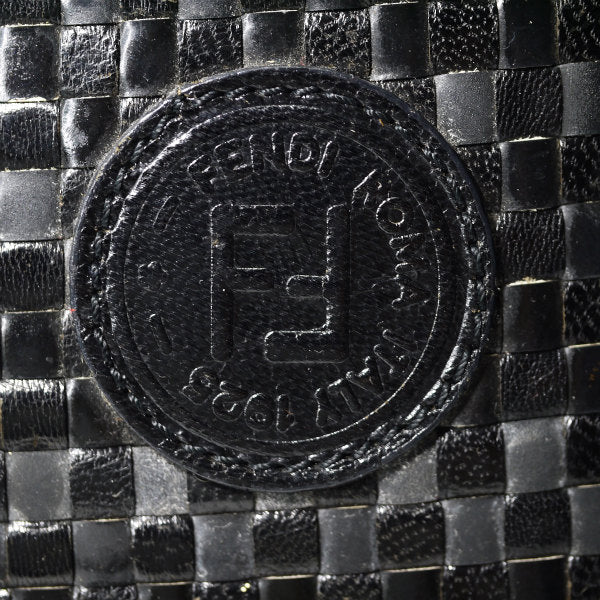OLD Fendi 編み込みレザー サークルショルダー（黒）
