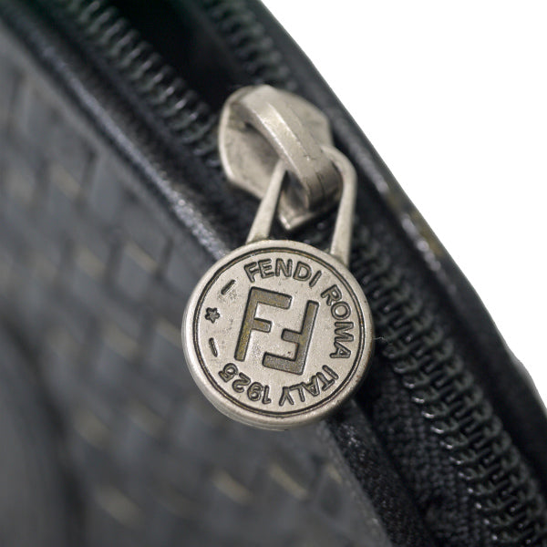 OLD Fendi 編み込みレザー サークルショルダー（黒）