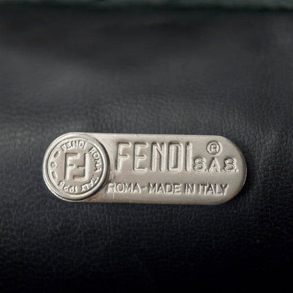 OLD Fendi 編み込みレザー サークルショルダー（黒）